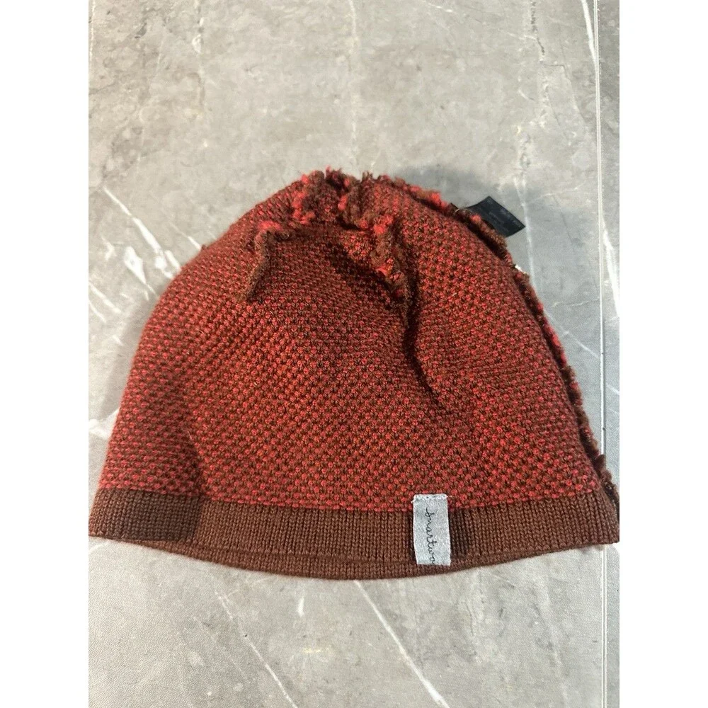 Smartwool Marino Wool Beanie Red Burgundy Burnt Orange Knit Hat One Size
